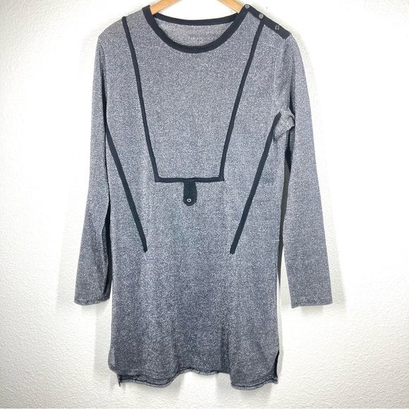 Zadig & Voltaire Dresses & Skirts - Zadig & Voltaire Metallic Shift Dress Small Crew Neck Long Sleeves Silver Black